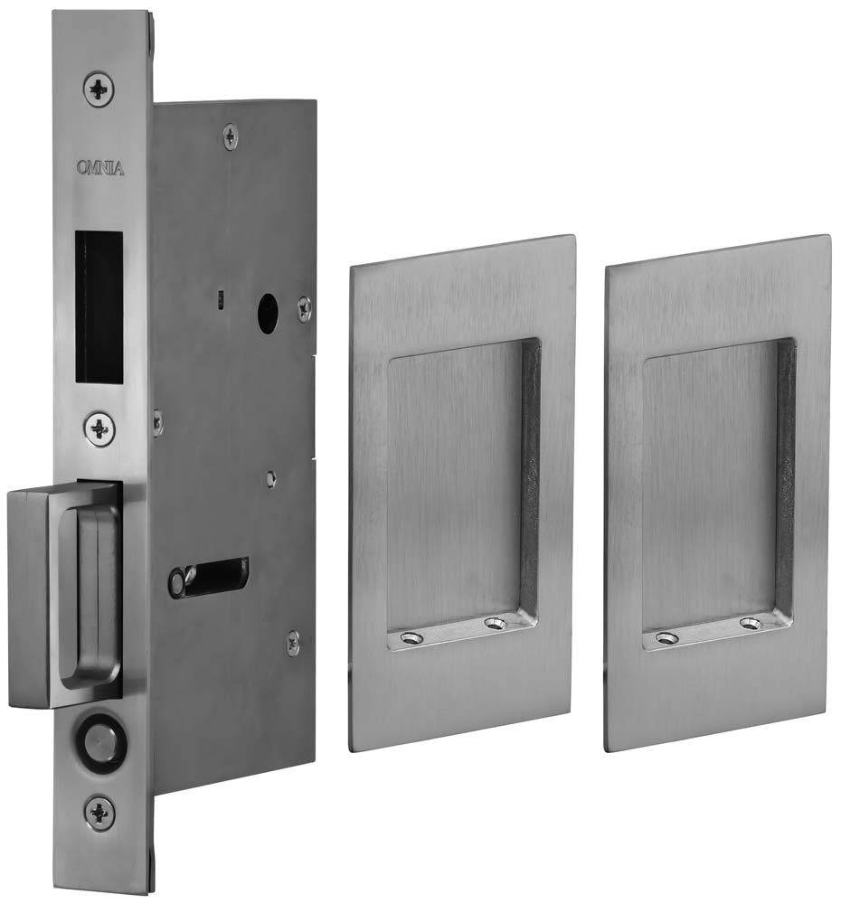 Omnia Solid Brass Modern Rectangular Flush Cup Pokcet Door Set