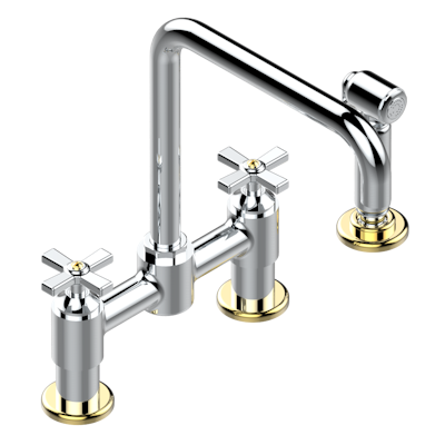 THG Paris Saint-Germain Two Hole Bridge Kitchen Faucet with Side Spray