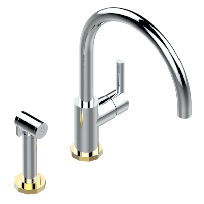 THG Paris Les Ondes Single Hole Mixer with Swivel and Side Spray