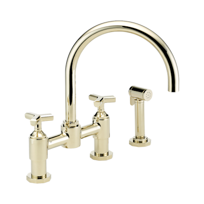 THG Paris Les Ondes Two Hole Bridge Kitchen Faucet with Side Spray