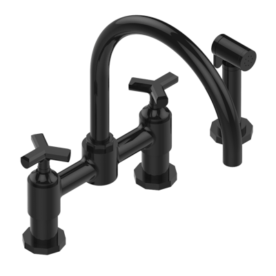 THG Paris Les Ondes Two Hole Bridge Kitchen Faucet with Side Spray