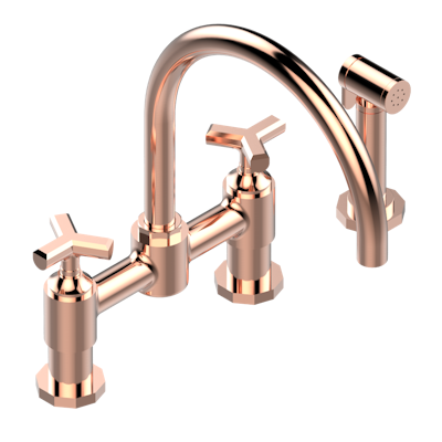 THG Paris Les Ondes Two Hole Bridge Kitchen Faucet with Side Spray