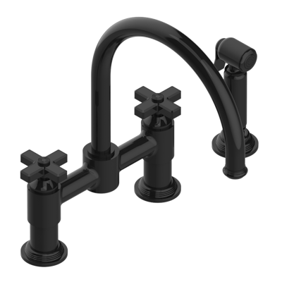 THG Paris West Coast Metal Two Hole Bridge Kitchen Faucet with Side Spray