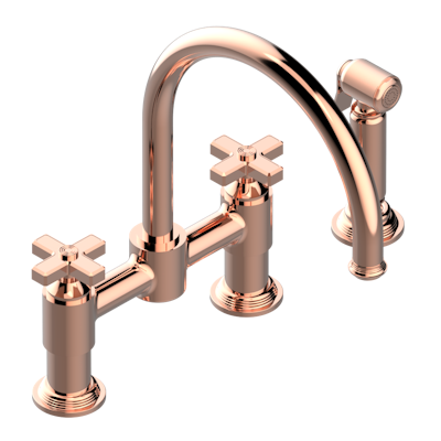 THG Paris West Coast Metal Two Hole Bridge Kitchen Faucet with Side Spray