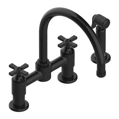 THG Paris Club Saint-Germain Two Hole Bridge Kitchen Faucet with Side Spray