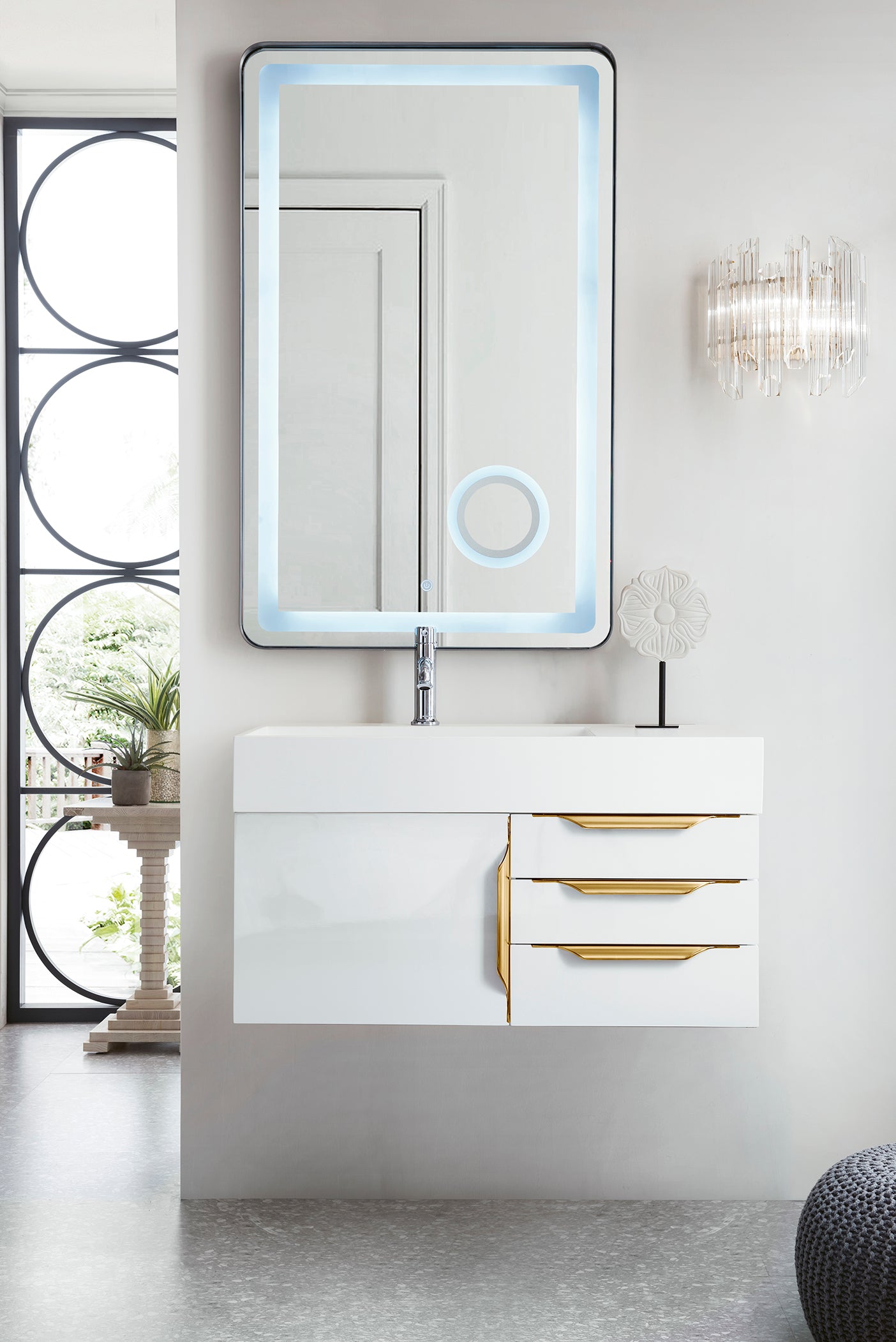 glossy white vanity