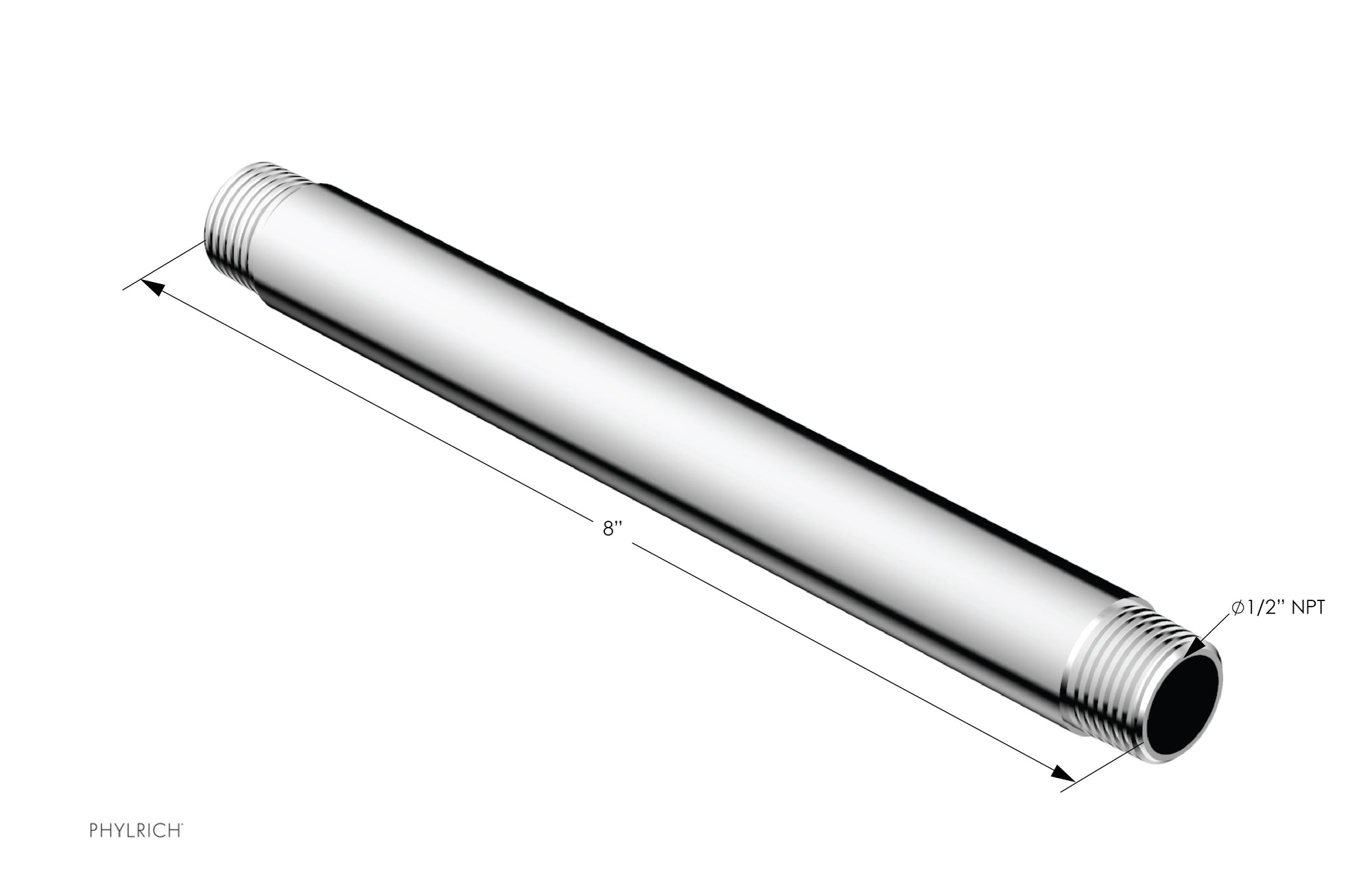 polished chrome shower arm