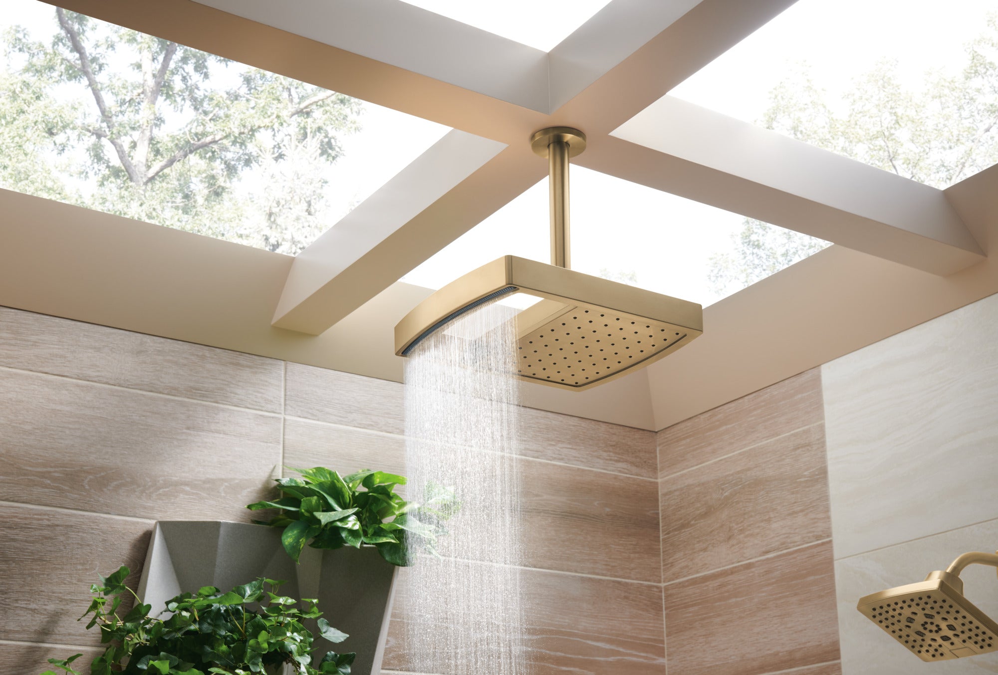 luxe gold shower arm and flange