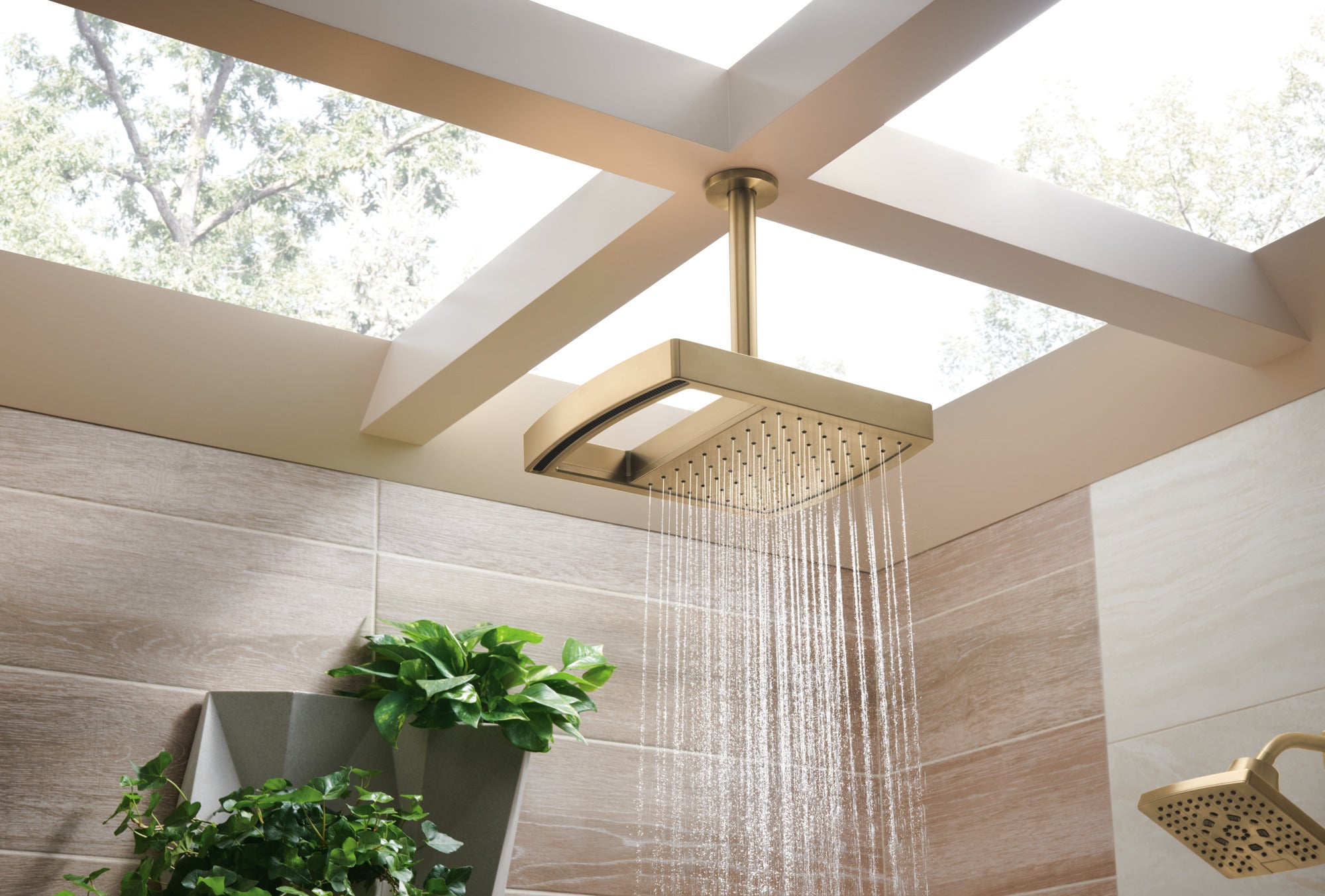 luxe gold shower arm and flange