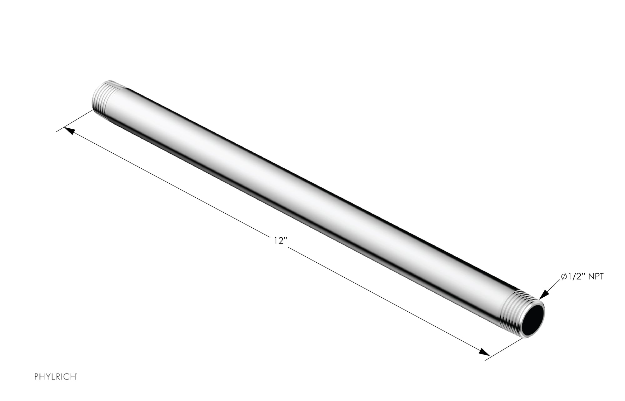 polished chrome shower arm