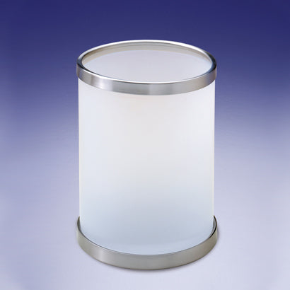 polished chrome waste basket