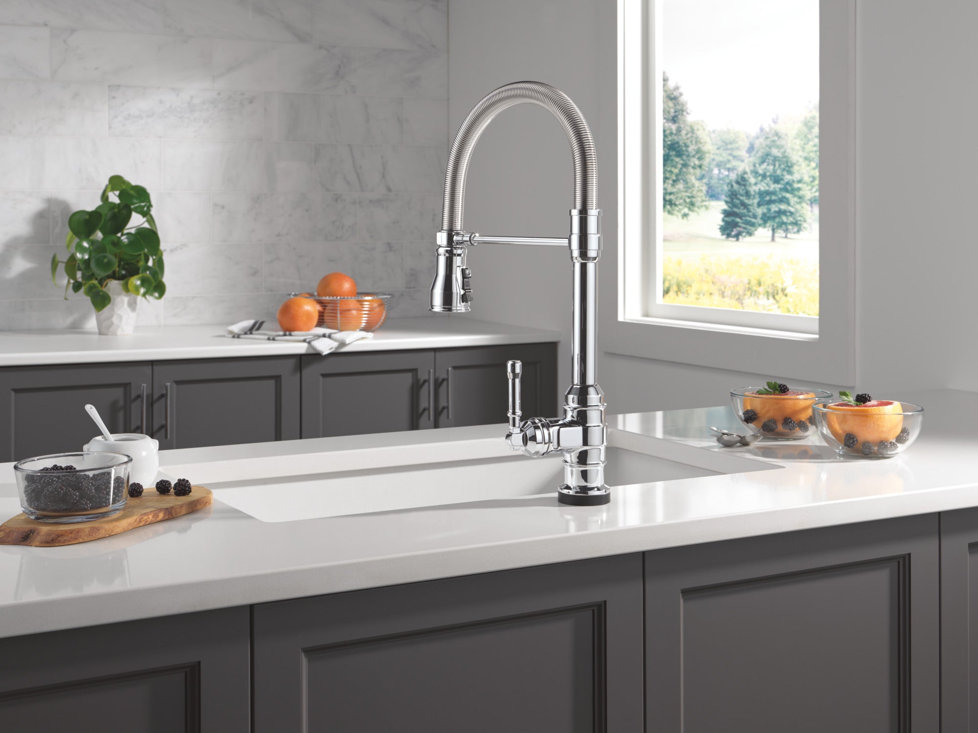 chrome kitchen faucet