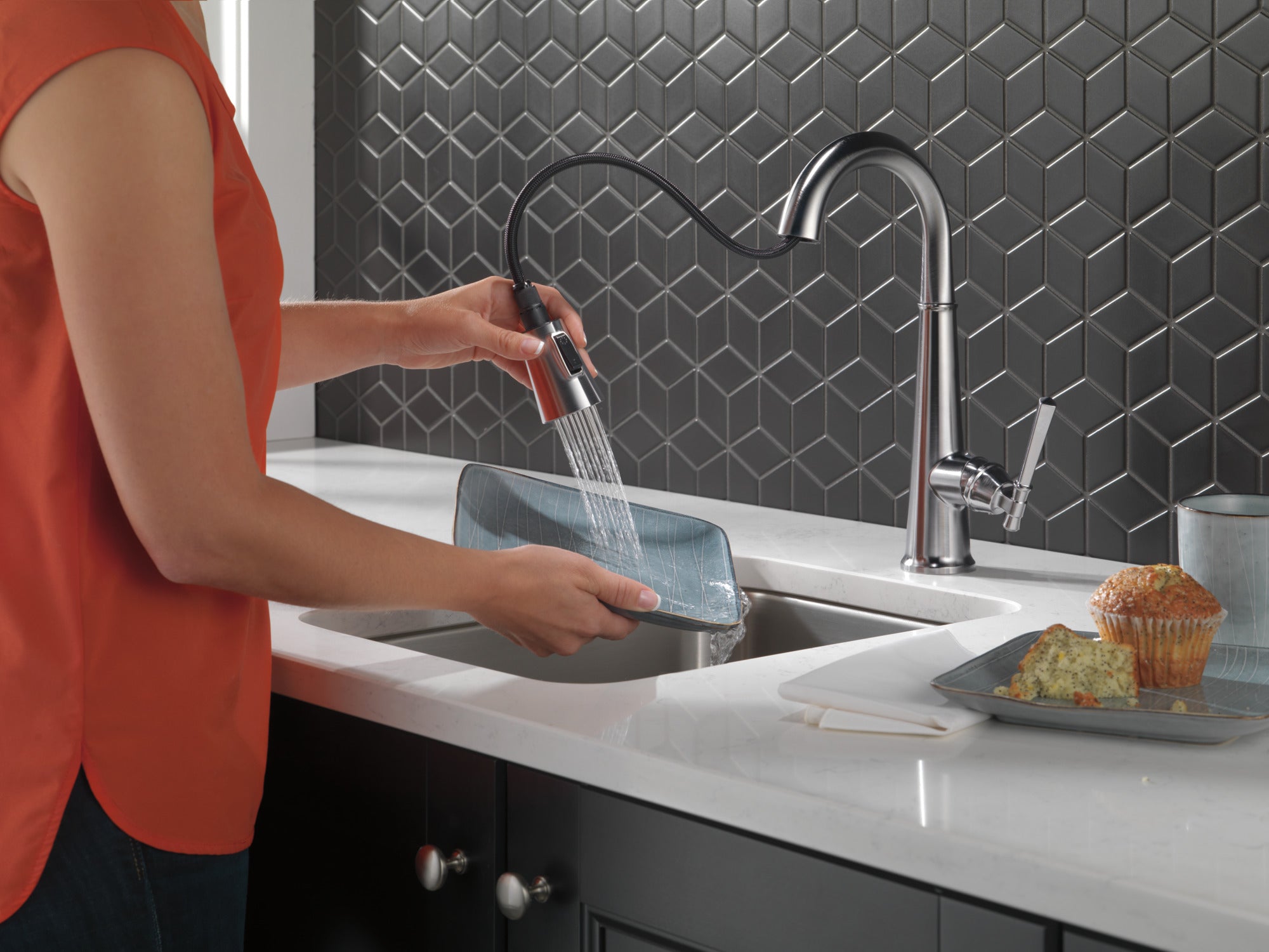 lumicoat arctic stainless kitchen faucet
