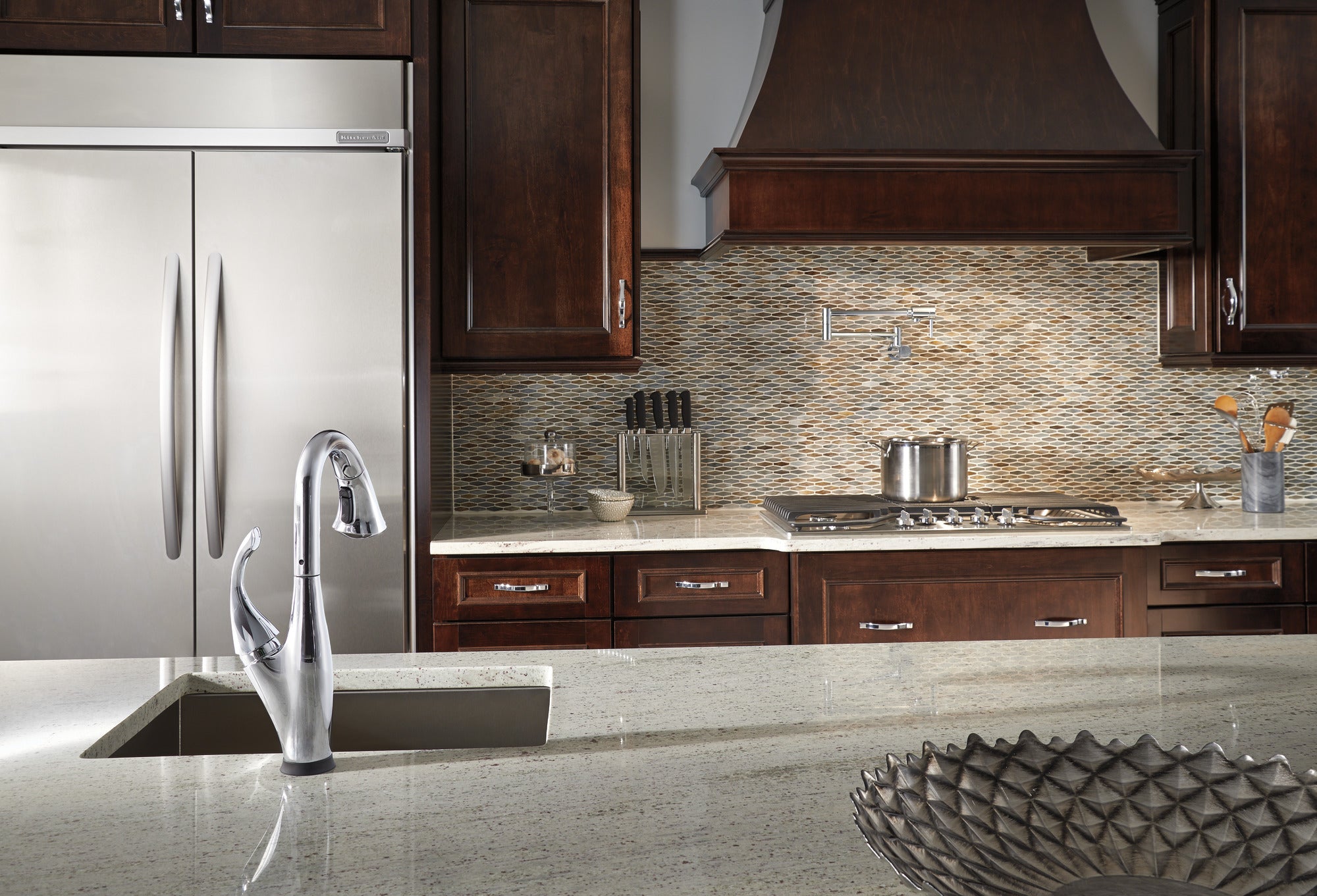 chrome kitchen faucet