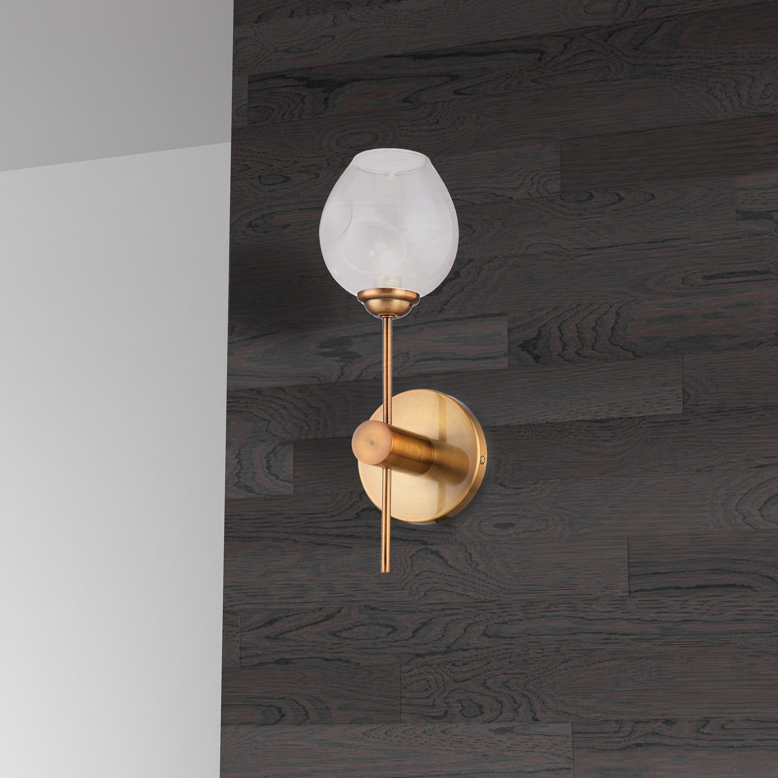 vintage bronze with clear glass wall sconce
