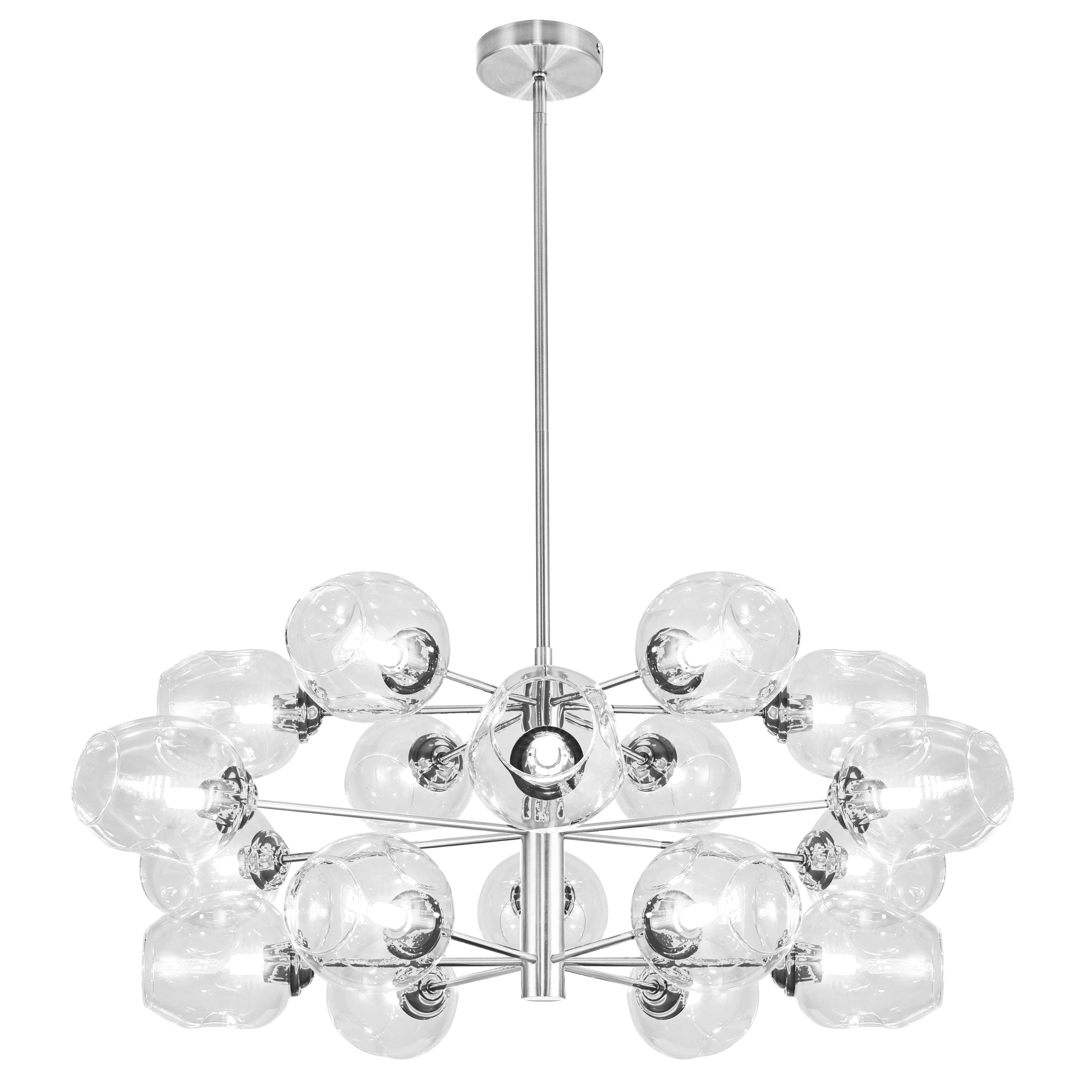 polished chrome with clear glass chandeliers