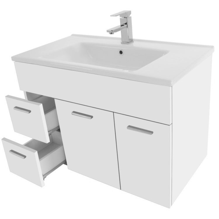 glossy white vanity