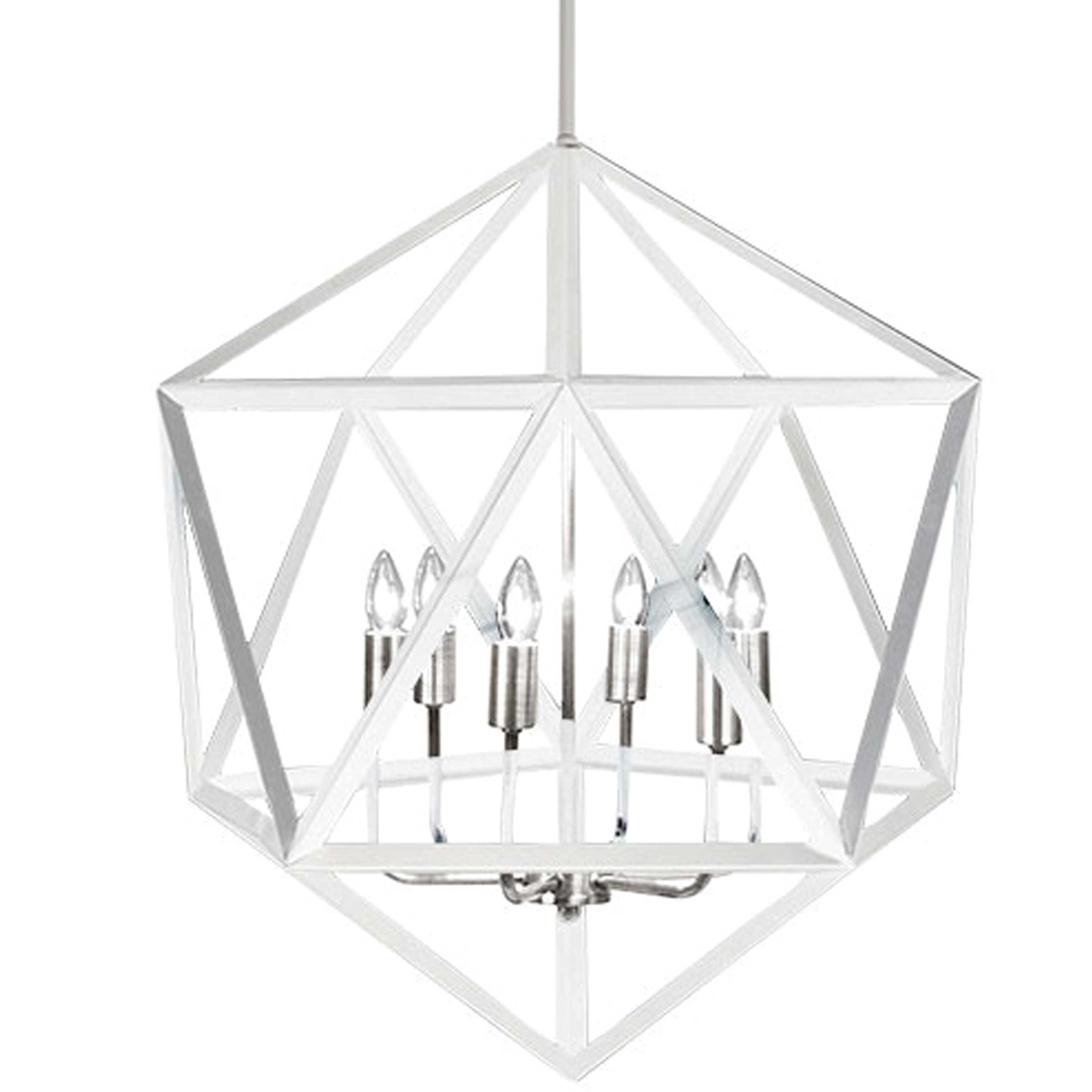 matte white with satin chrome accents chandeliers