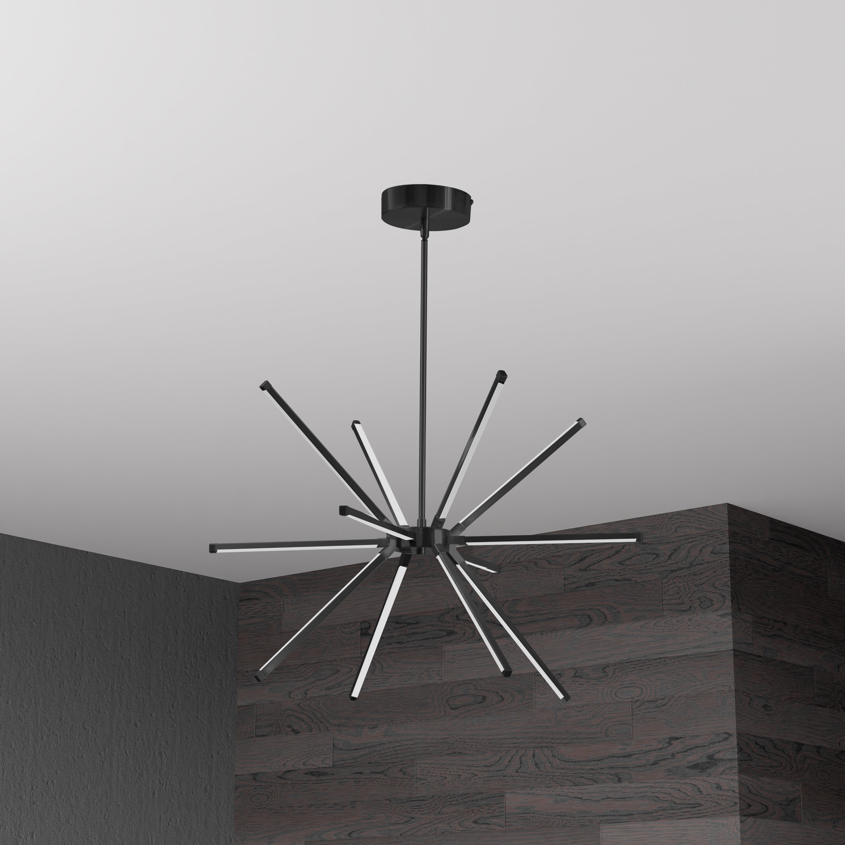 matte black with white acrylic diffuser chandeliers