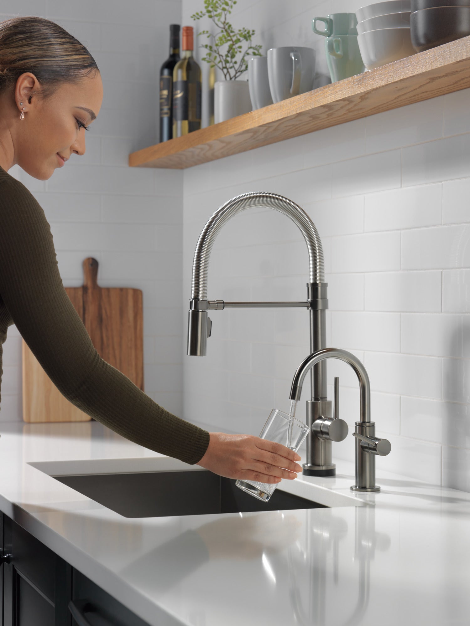 black stainless kitchen faucet