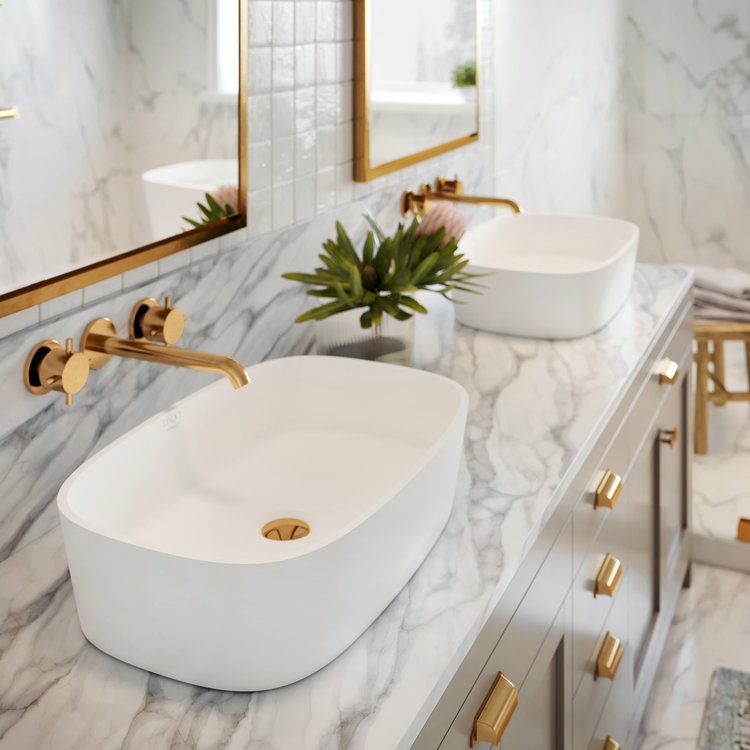 white vessel sink