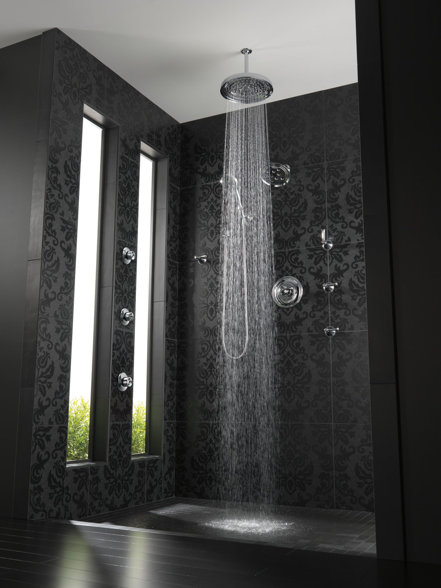 chrome shower arm and flange