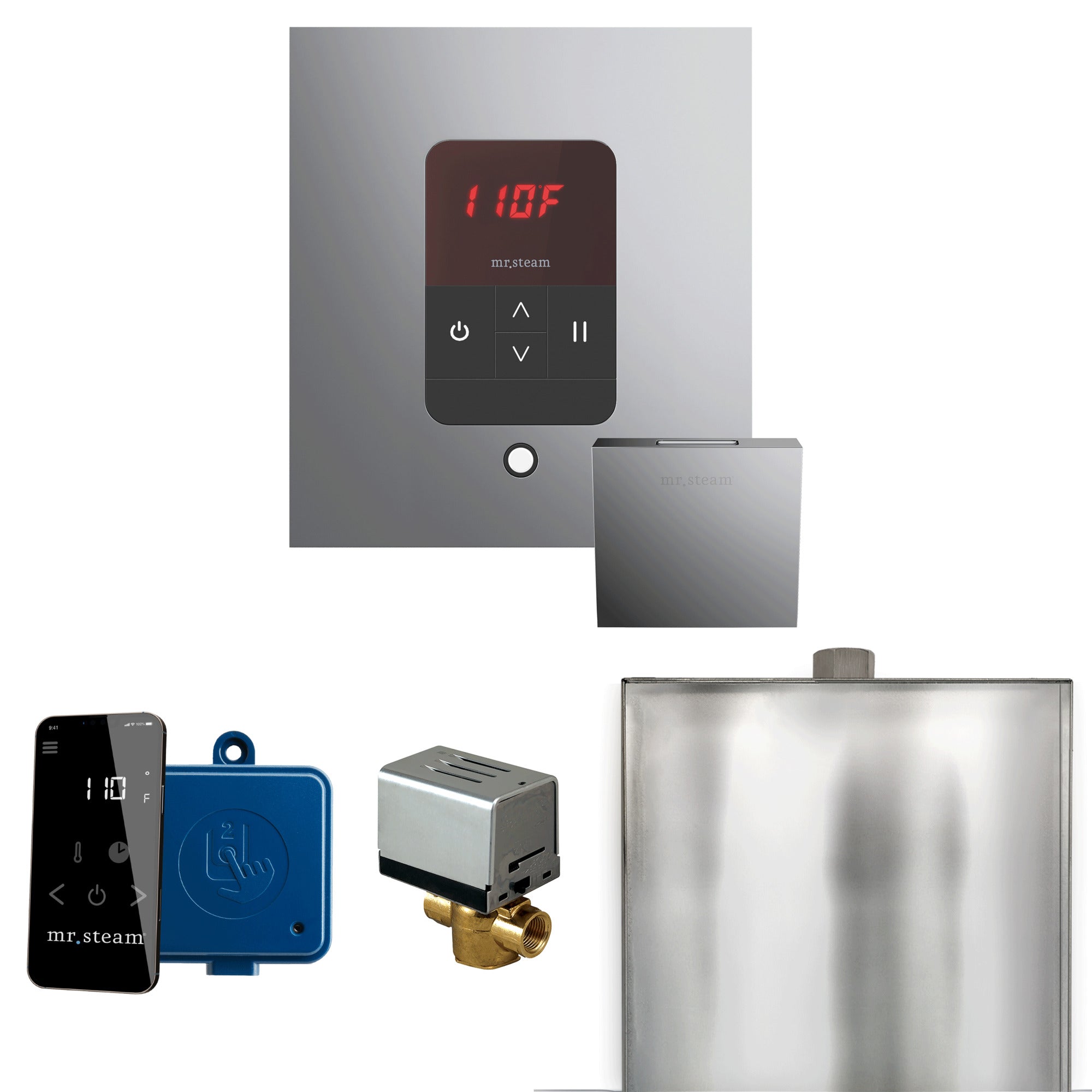 Mr Steam Basic Butler Steam Shower Control Package with Square iTempo Control and Linear Steamhead