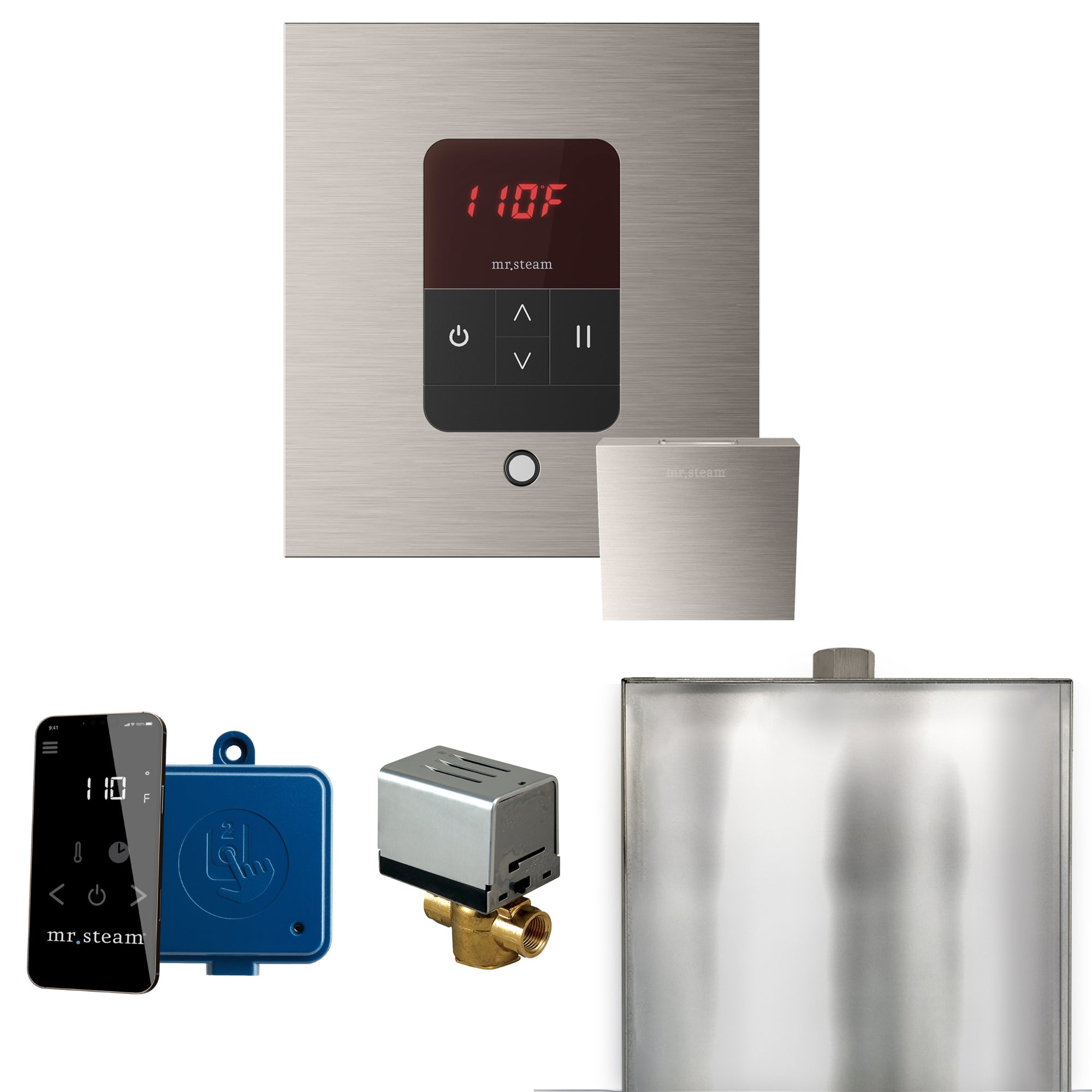 Mr Steam Basic Butler Steam Shower Control Package with Square iTempo Control and Linear Steamhead
