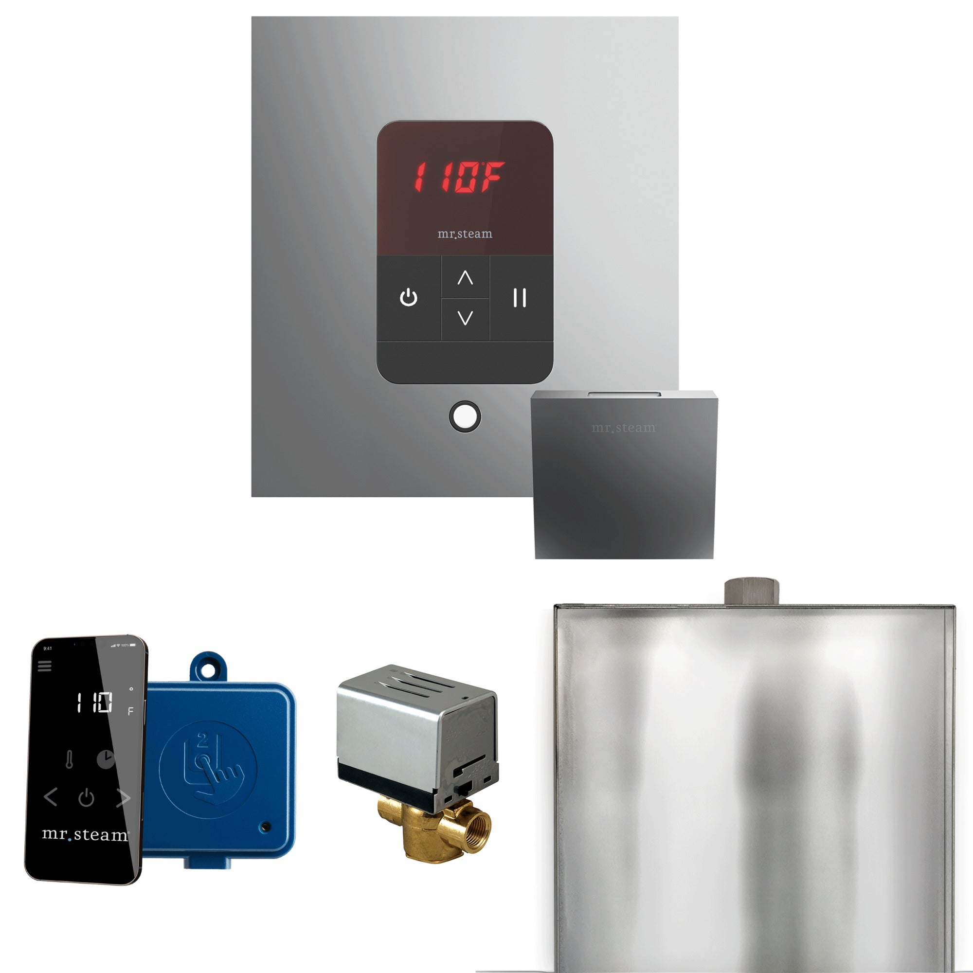 Mr Steam Basic Butler Steam Shower Control Package with Square iTempo Control and Linear Steamhead