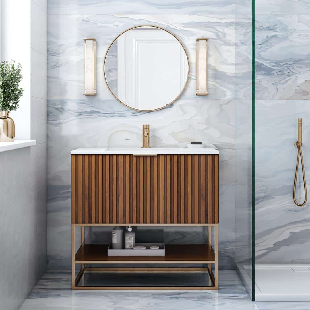 white quartz vanity