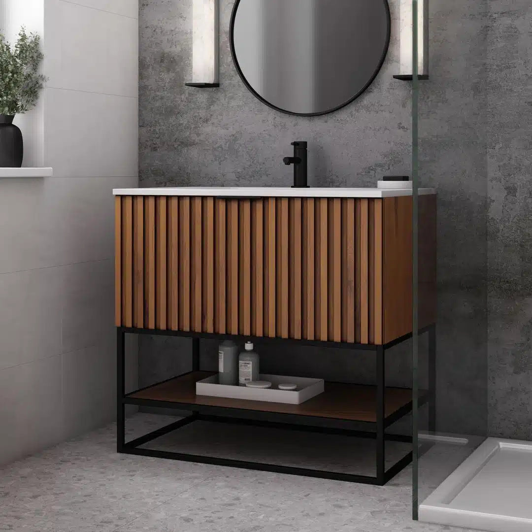 white quartz vanity