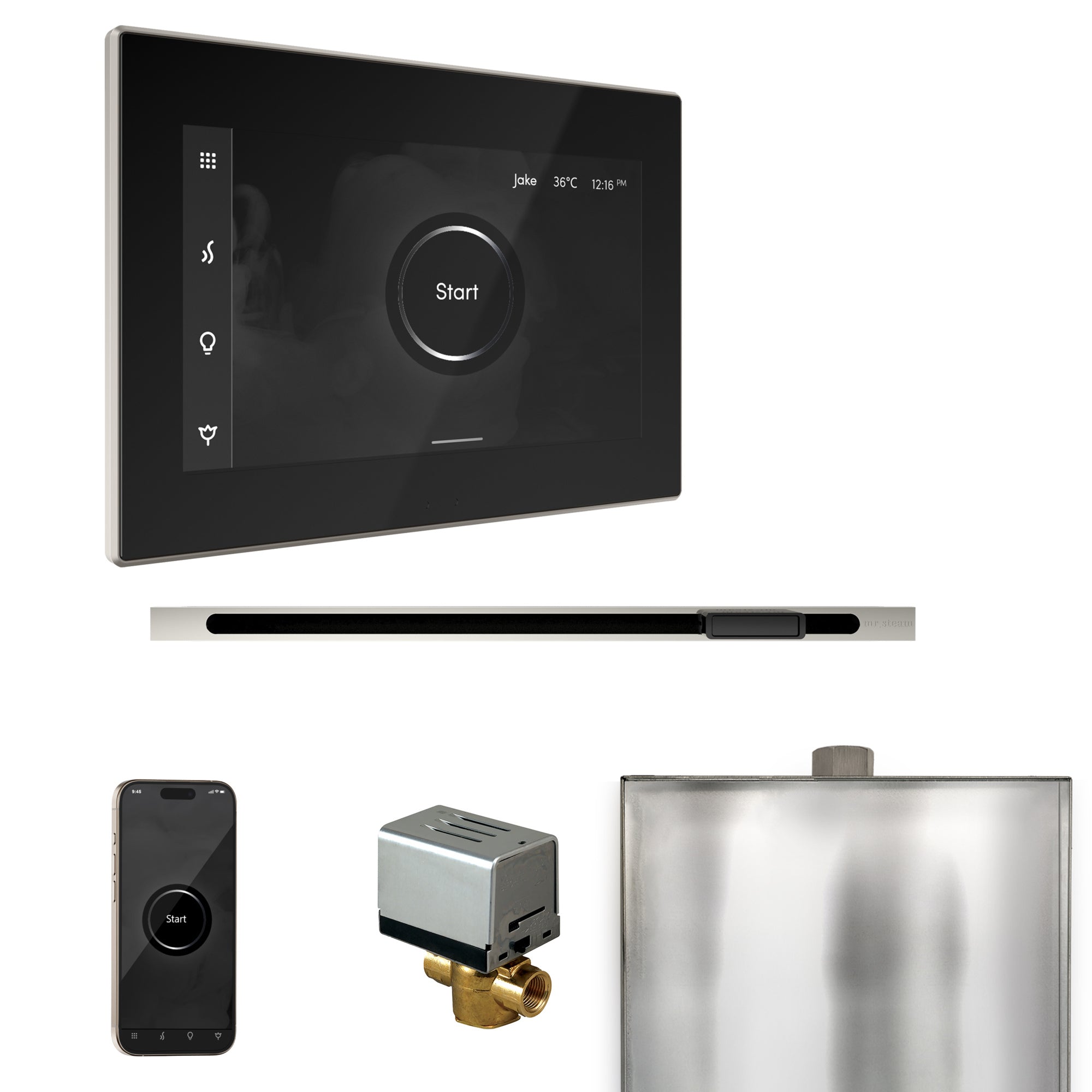Mr Steam XButler Steam Shower Control Package with iSteamX Control and Linear Steamhead