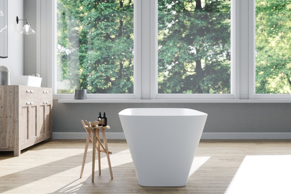 white freestanding bathtub