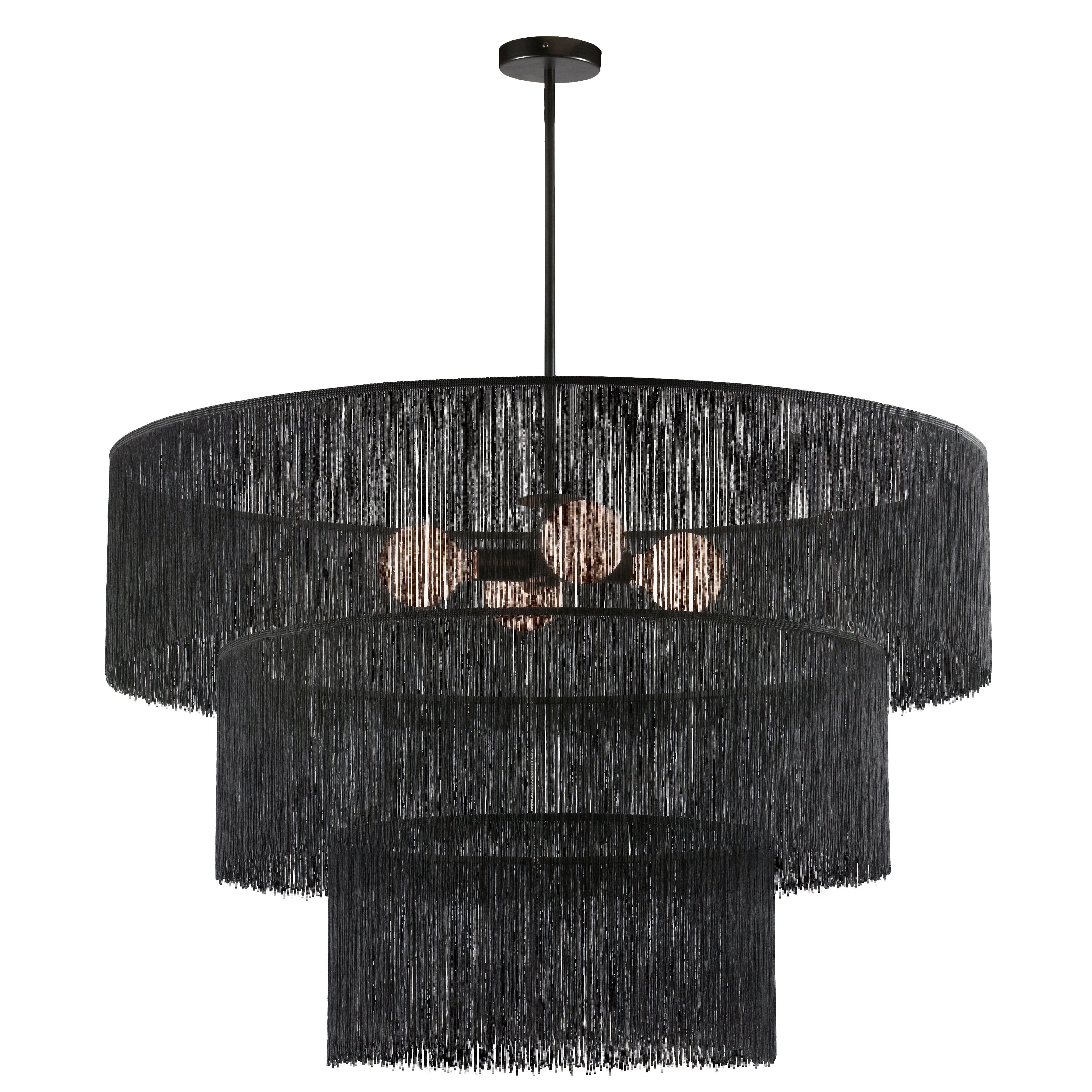 matte black with black tassel shades chandeliers