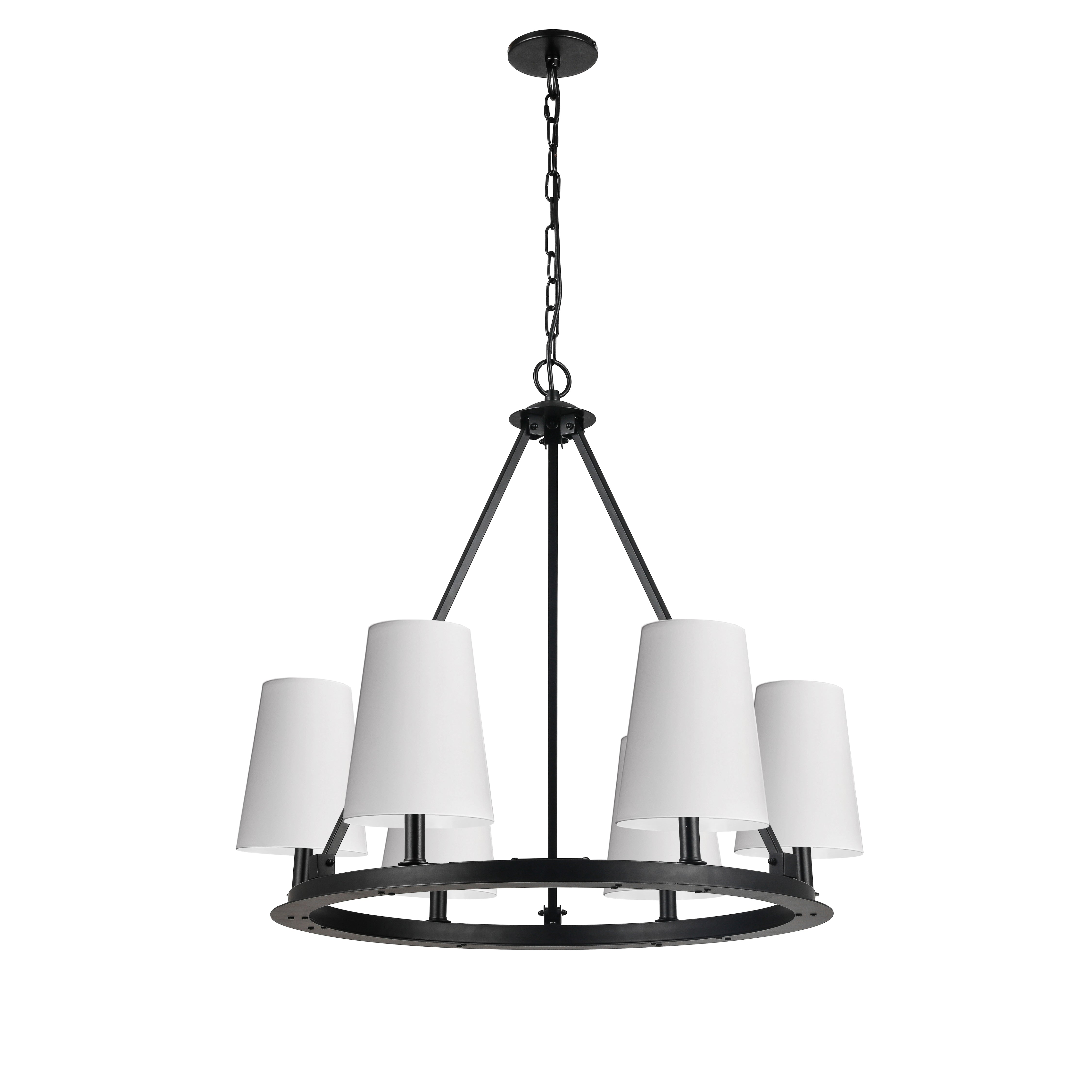 matte black with white shades chandeliers