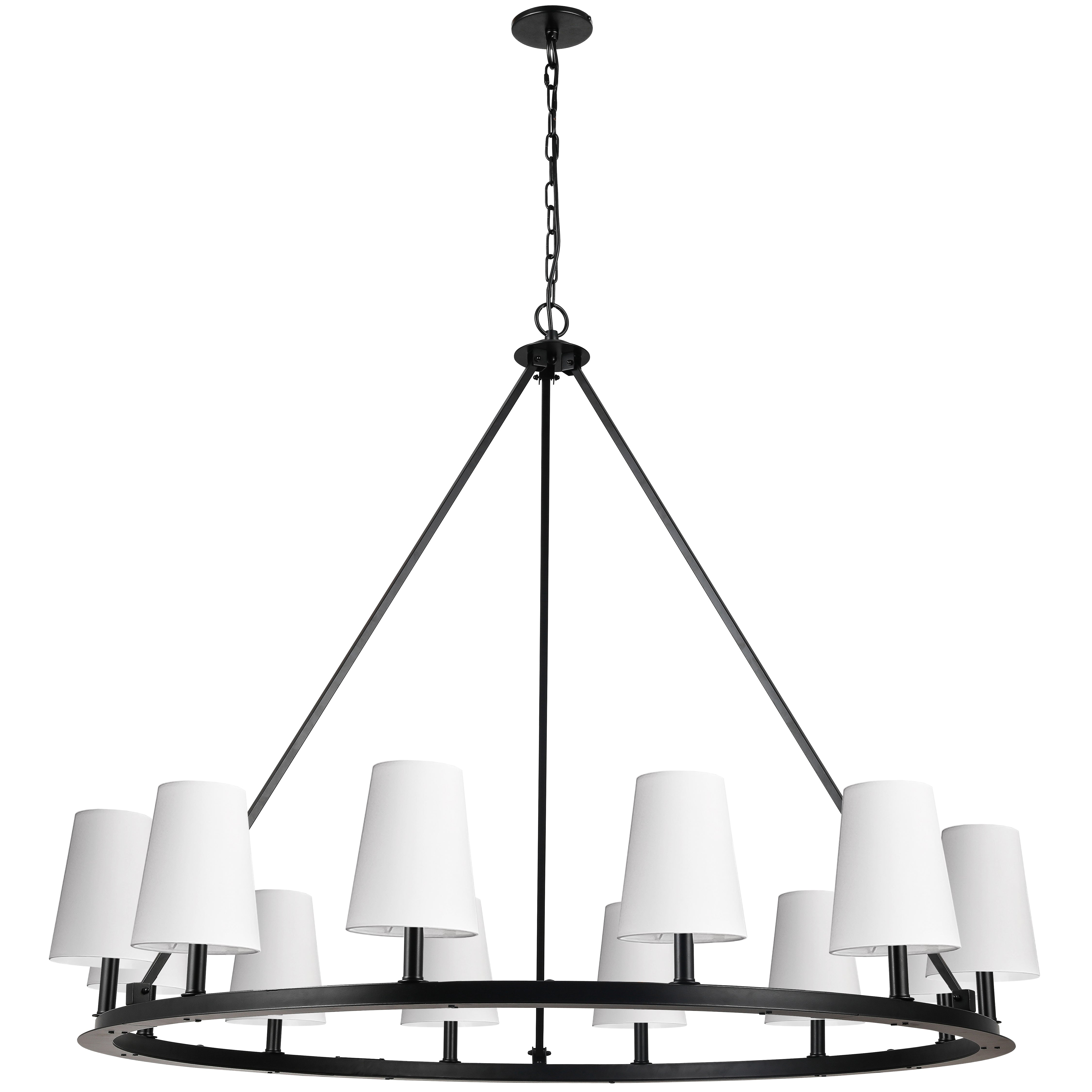 matte black with white shades chandeliers