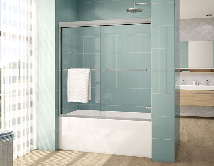 brushed nickel tub enclosure