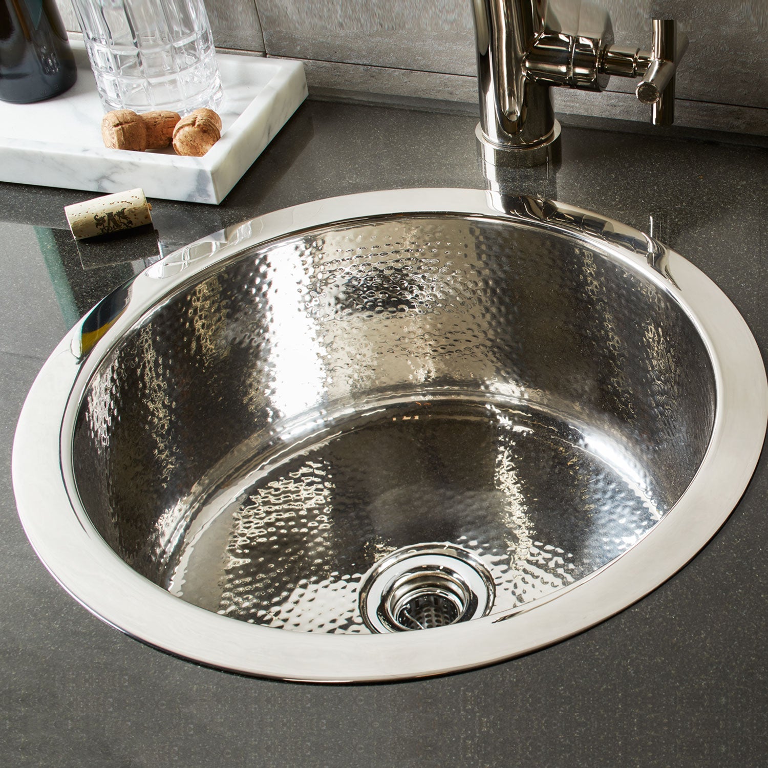 polished stainless steel sink
