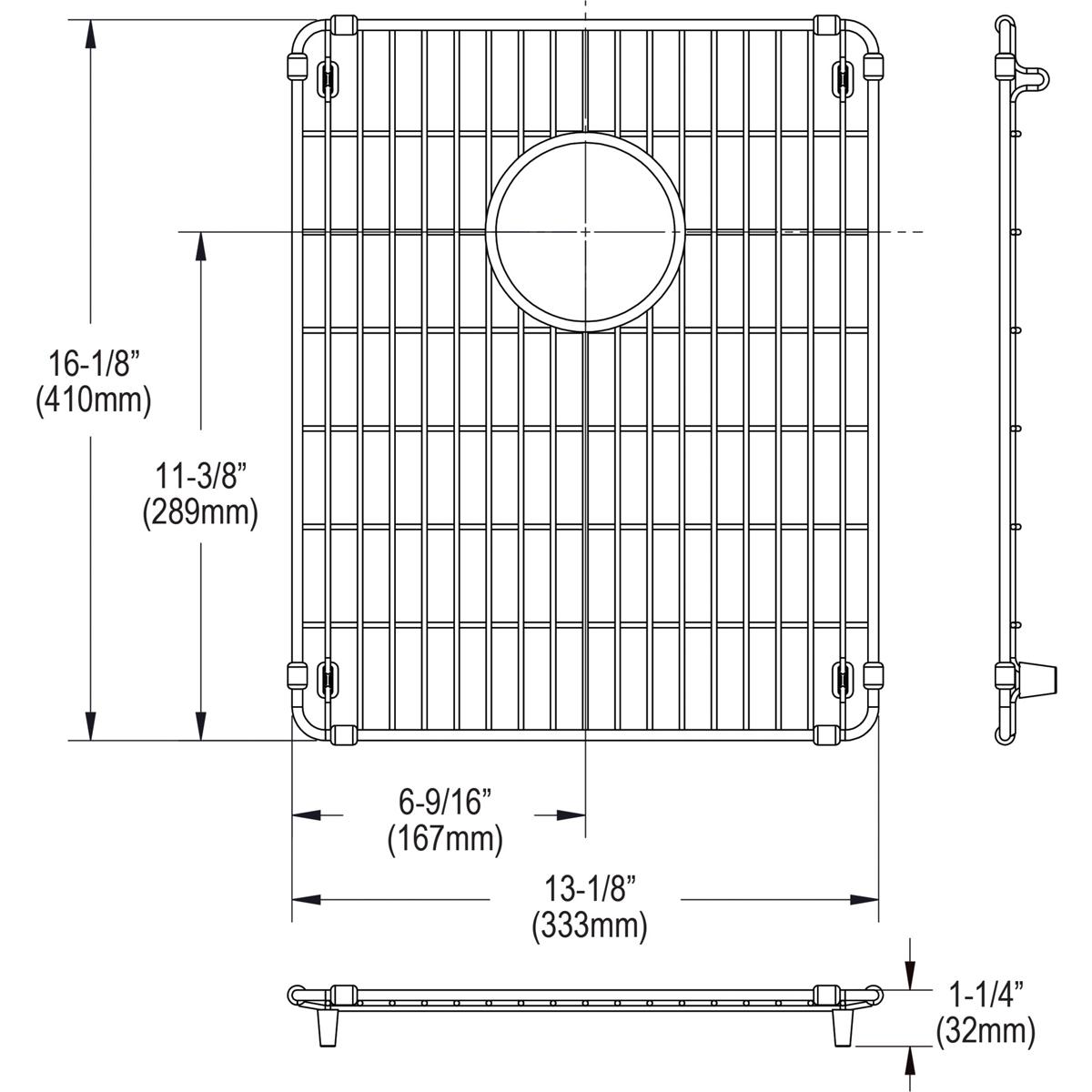 polished stainless steel bottom grid
