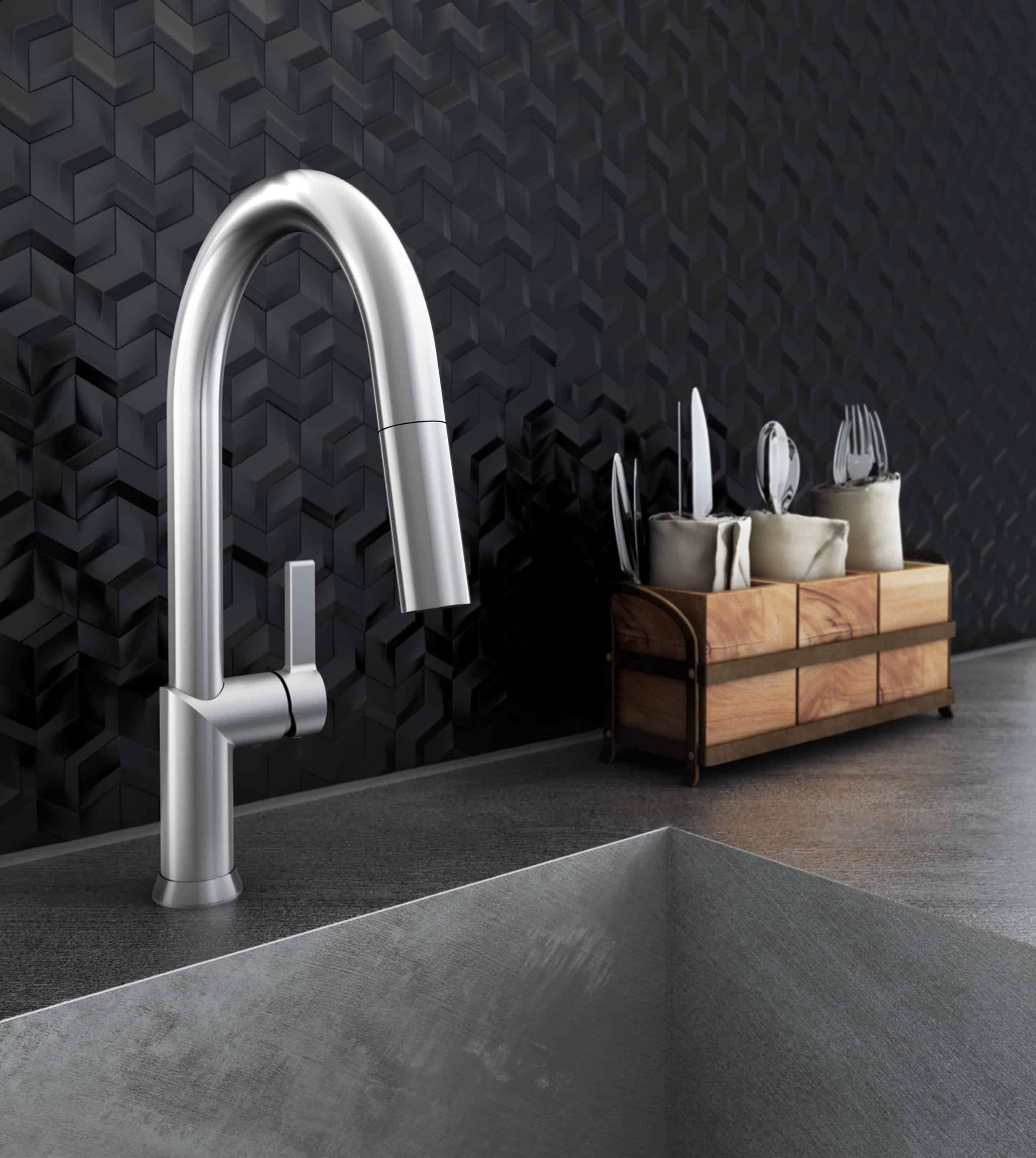 chrome kitchen faucet