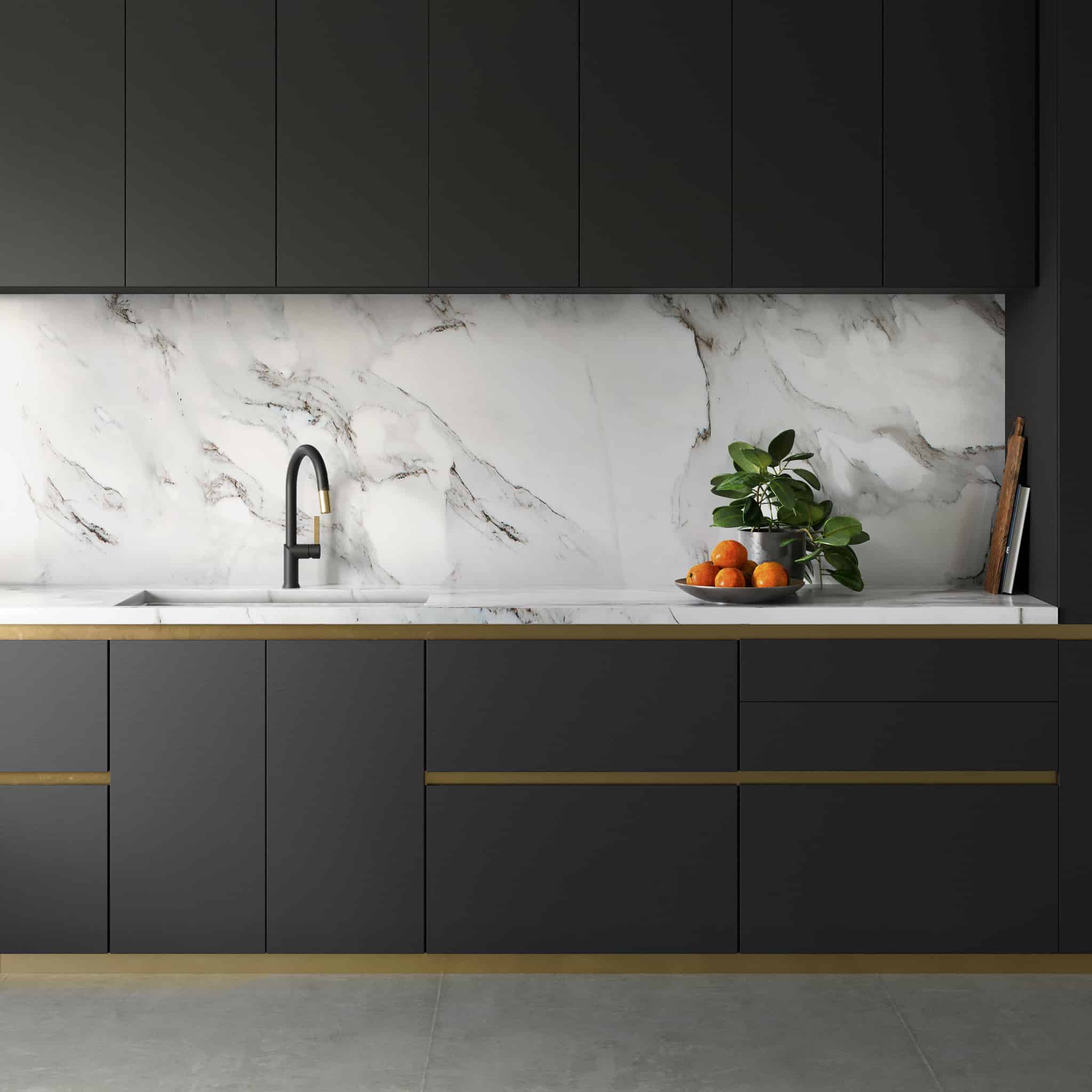 matte black/satin brass kitchen faucet