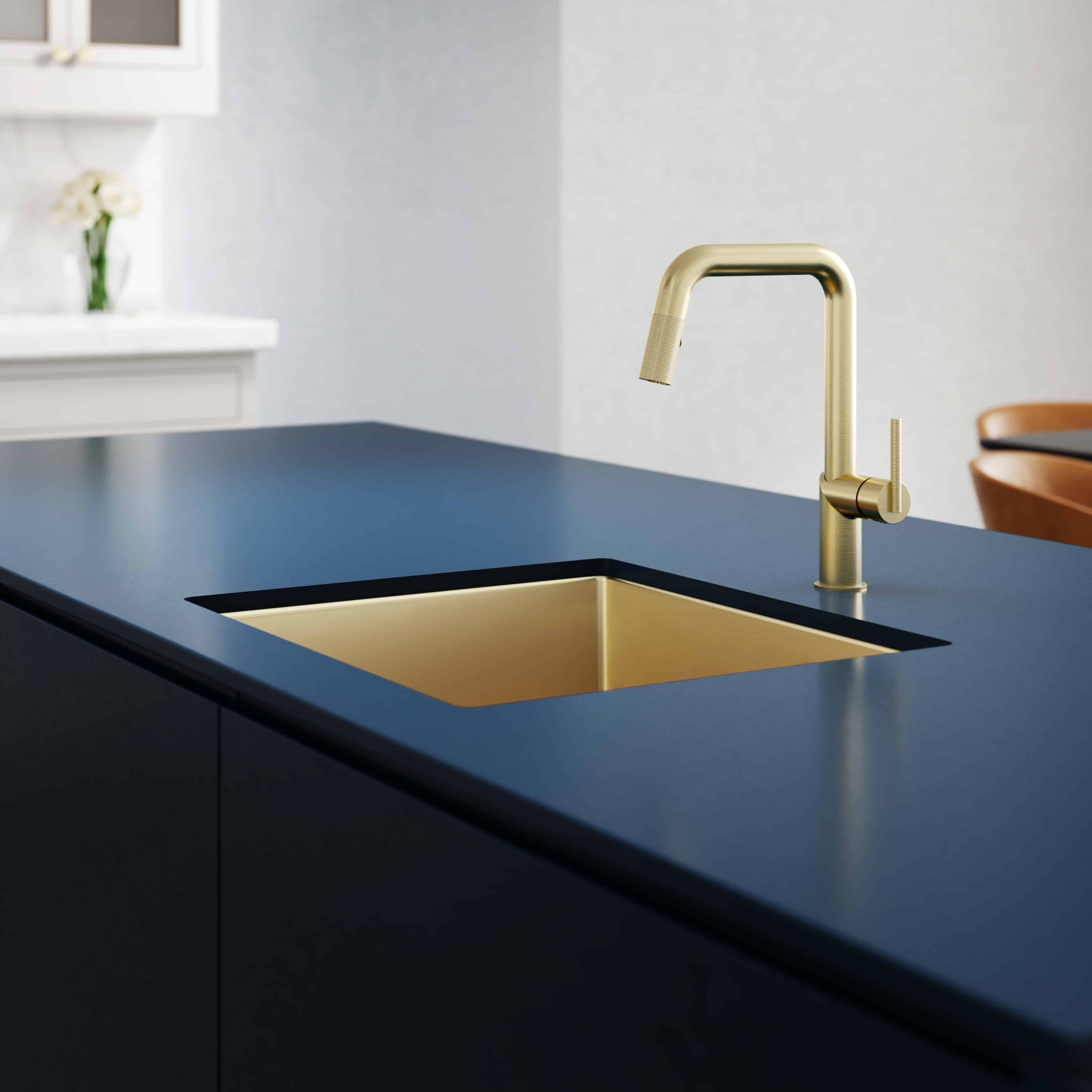 satin brass kitchen faucet