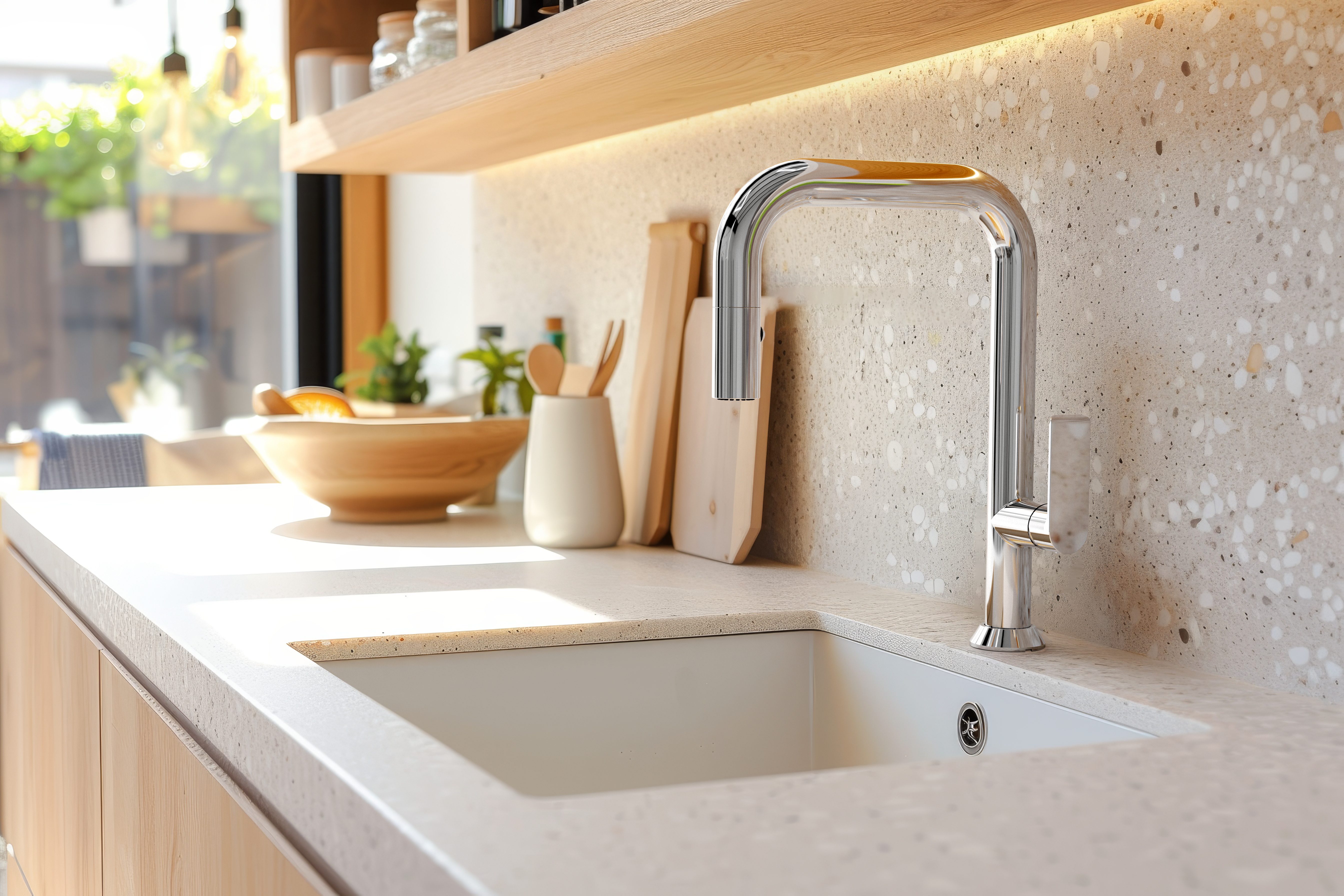 chrome kitchen faucet