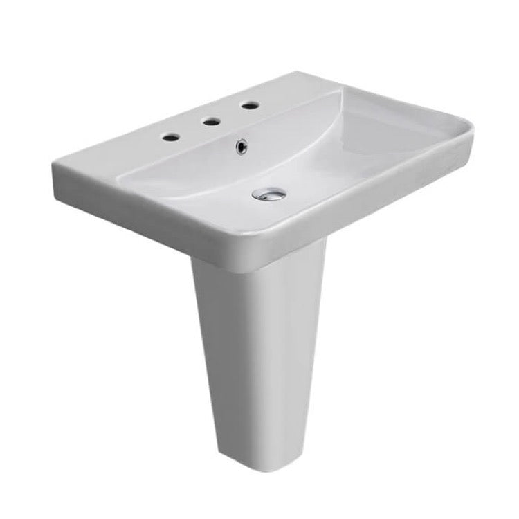 Nameeks Noura Ceramic Rectangular WallMounted or Vessel Pedestal Sink