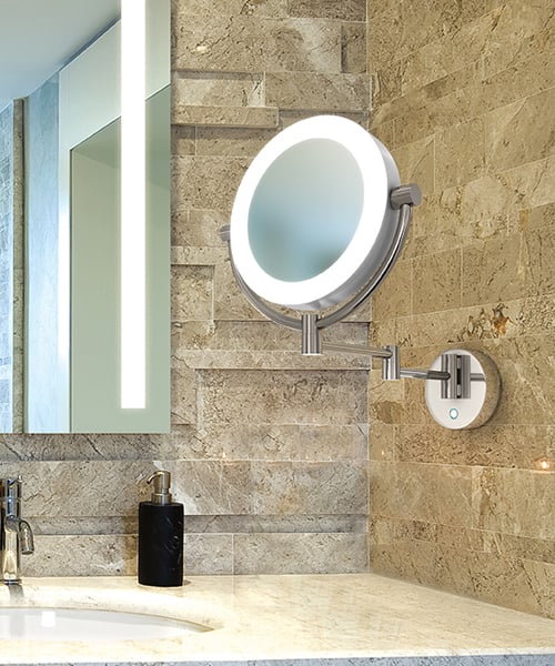 polished chrome makeup mirror