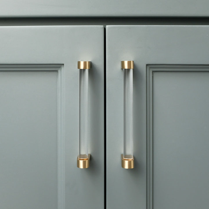 clear acrylic, satin brass knob