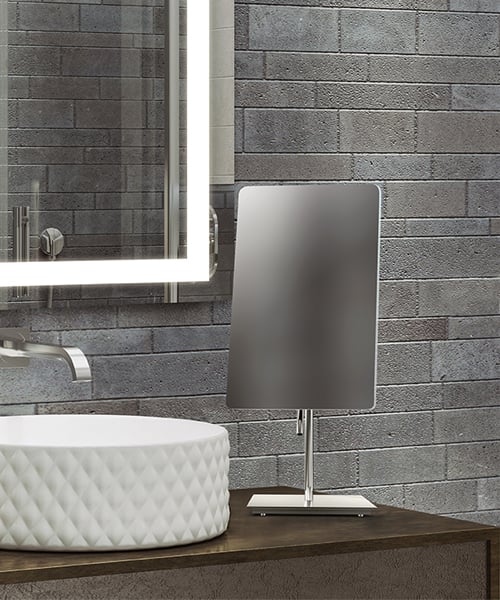 polished stainless makeup mirror