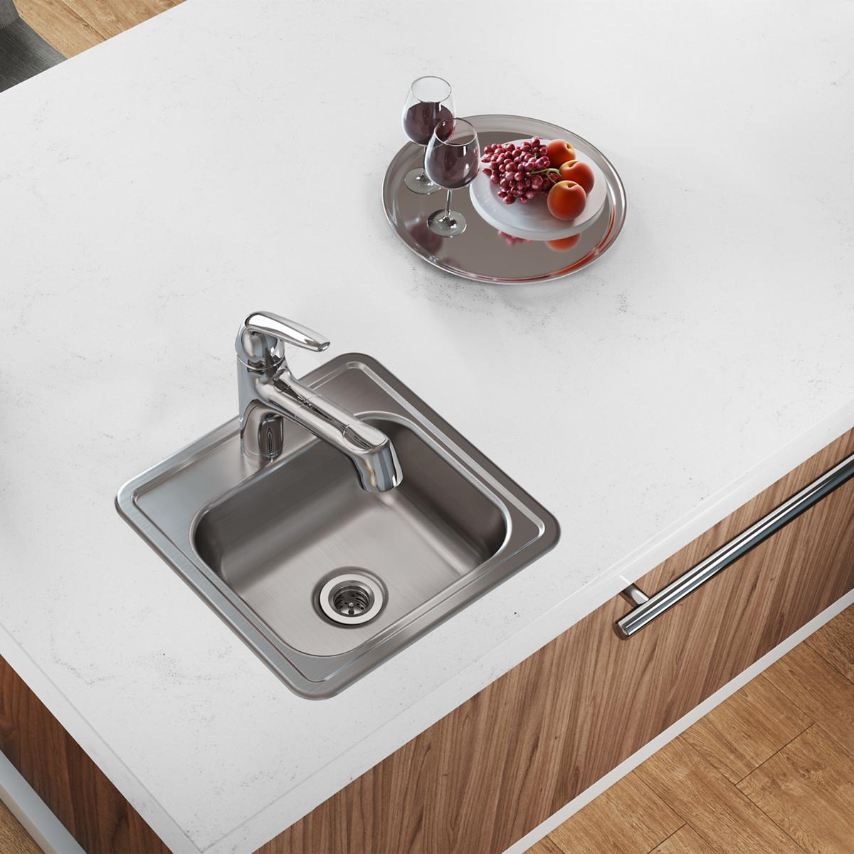 satin single bowl drop-in bar sink