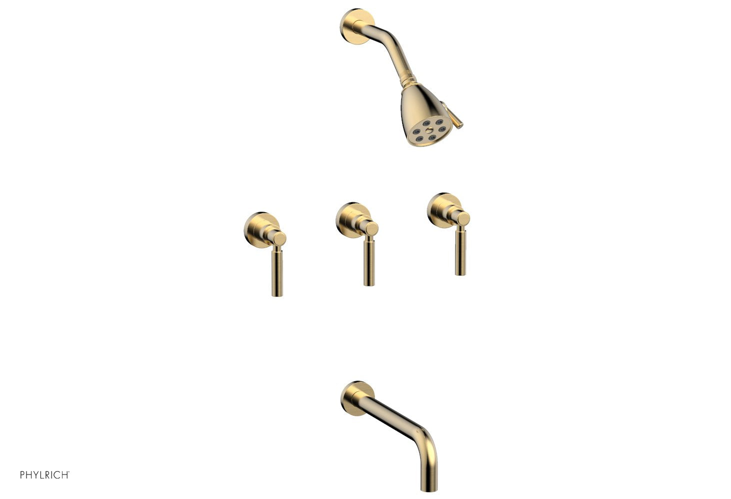 Phylrich BASIC Three Handle Tub and Shower Set 10" Spout - Lever Handles