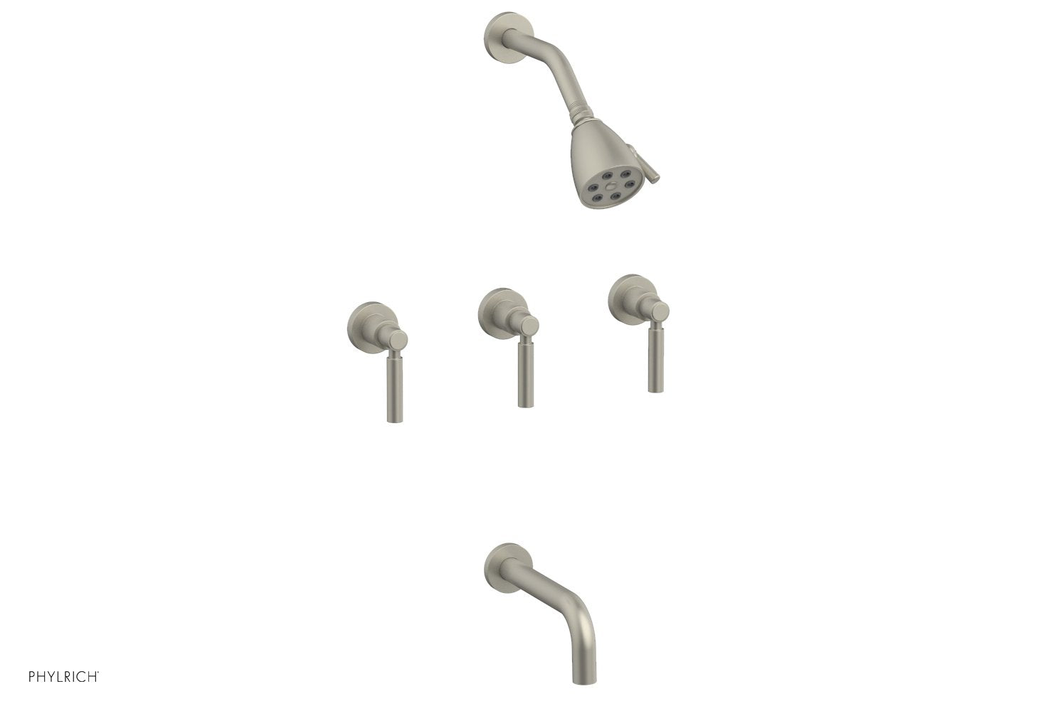 Phylrich BASIC Three Handle Tub and Shower Set 7 1/2" Spout - Lever Handles